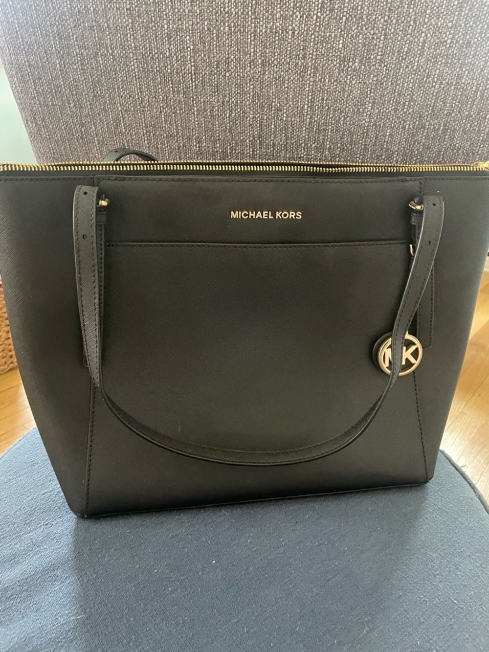 Michael Kors Black Tote with Gold Accents